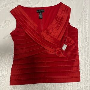 Cachet Vibrant Red Pleated Blouse